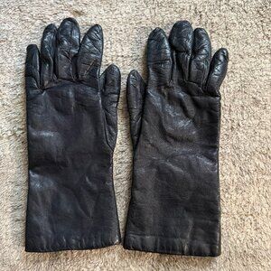Vintage Saks 5th Ave Cashmere Lined Leather Gloves Women's Small Size 6.5-7